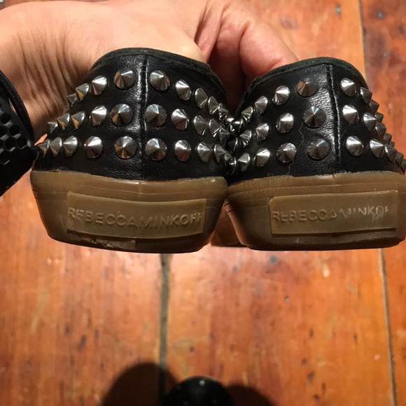 Rebecca Minkoff Leather silver studded loafers - Picture 4 of 6